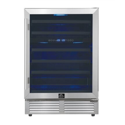 FORNO Bacchino 24-Inch Dual Zone Wine Cooler, 51-Bottle Capacity, Triple-Glass Door, Stainless Steel (FWCDR6634-24S)